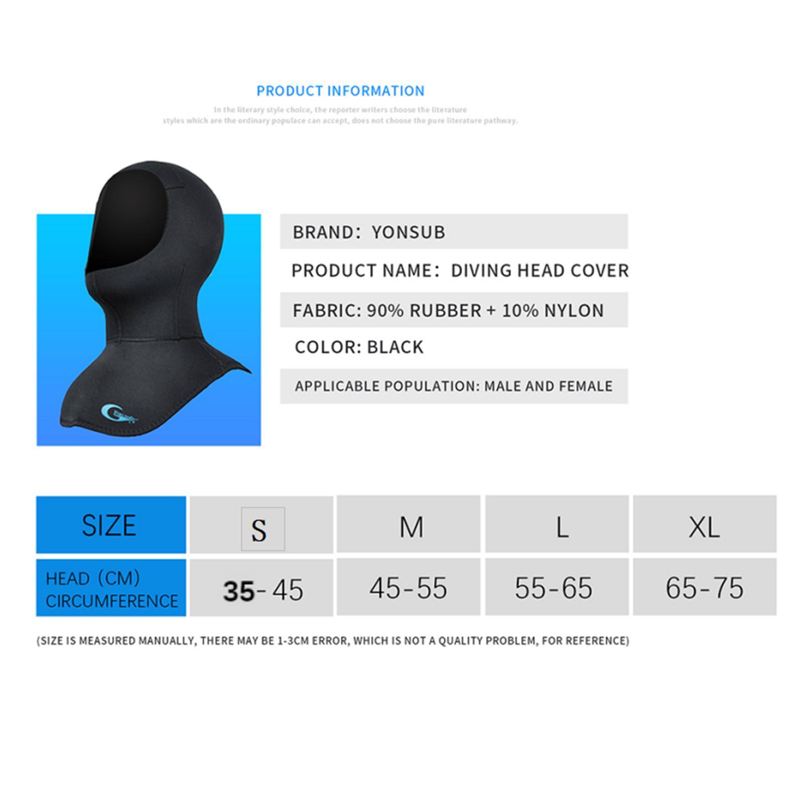 Diving Hood 5MM Neoprene Wetsuit Dive Hood for Men Women Dive Cap Surfing Thermal Hood for Water Sports