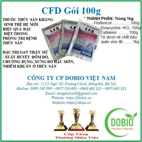 CFD Gói 100g THUỐC THỦY SẢN KHÁNG SINH THẾ HỆ MỚI HIỆU QUẢ ĐẶC BIỆT TRONG PHÒNG TRỊ BỆNH THỦY SẢN