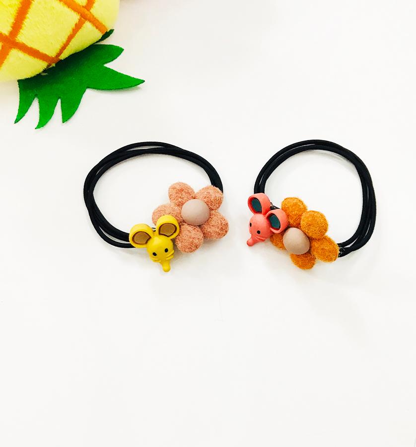Set 2 dây buộc tóc hình hoa và chuột dễ thương - Mẫu ngẫu nhiên