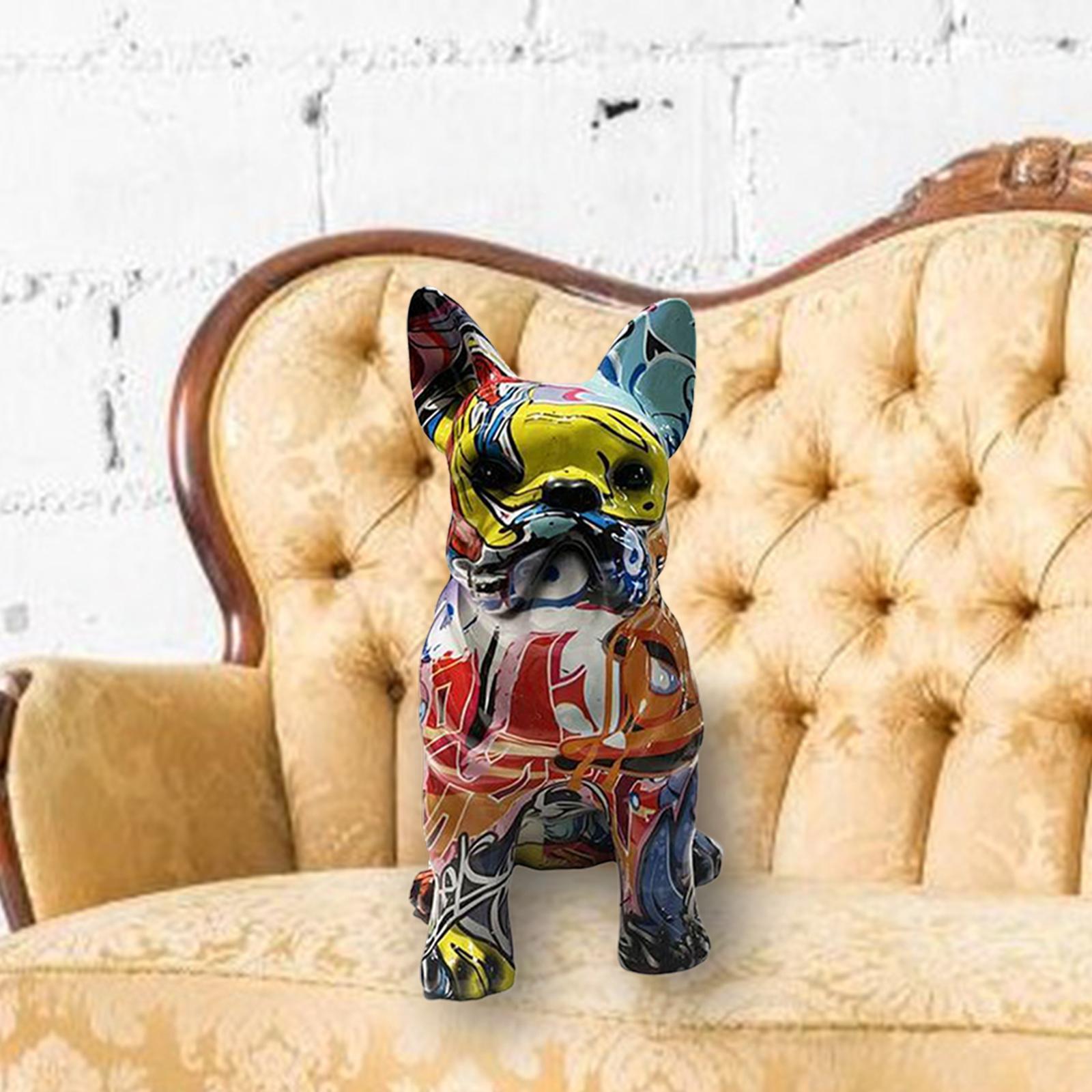 Graffiti Art Dog Statue Dog Art Figurine Sculpture Home Desktop Office Decor