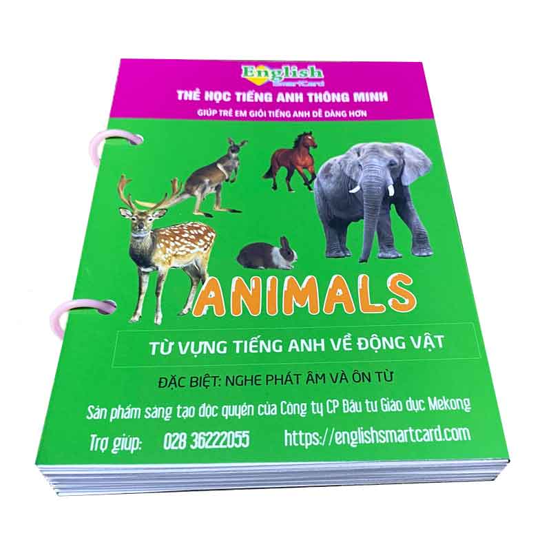 Bộ flashcard tiếng Anh chủ đề về động vật (khổ lớn A5)