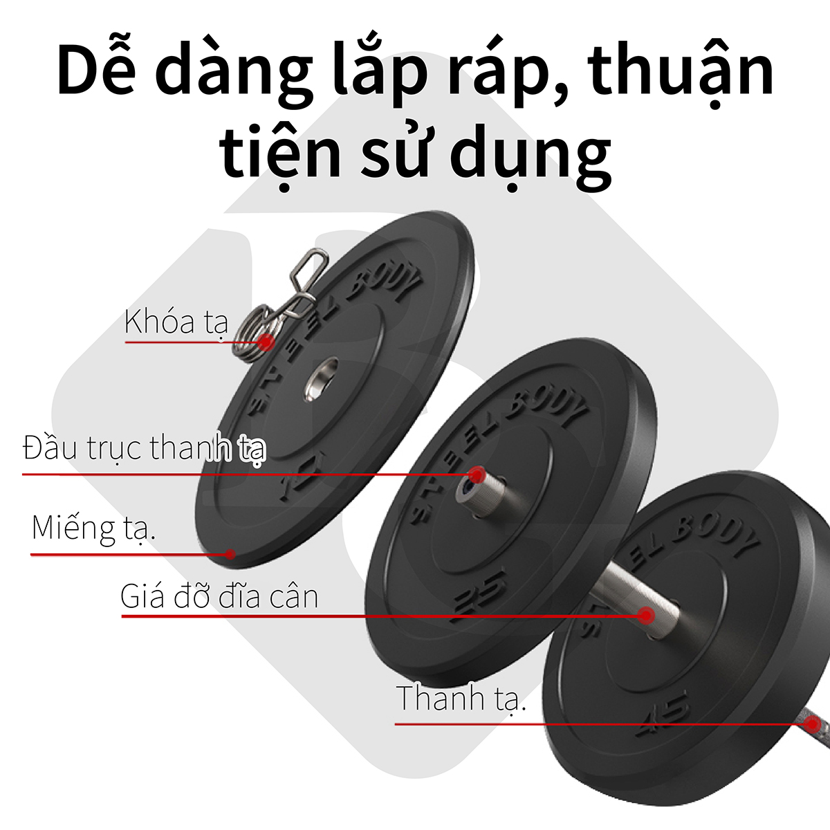 Đòn tạ, thanh đòn dài 1m8 - phi 25 1INCH - đòn tạ đặc mạ inox sáng bóng