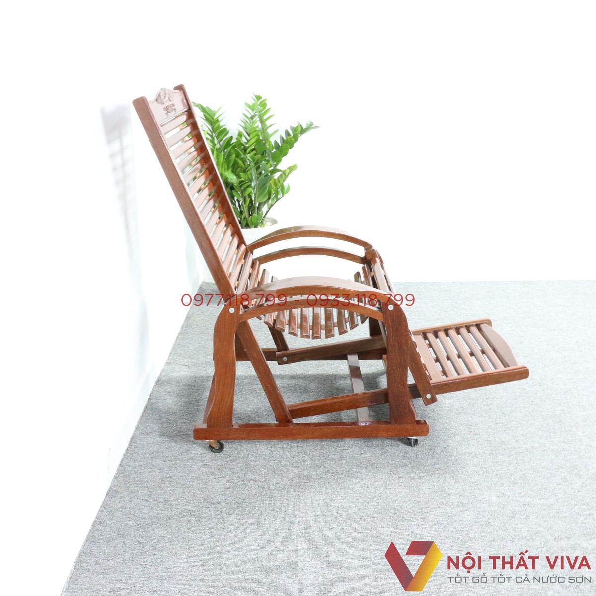 Ghế Nằm Thư Giãn Gỗ Nghiến Màu Nâu Đẹp Giá Rẻ