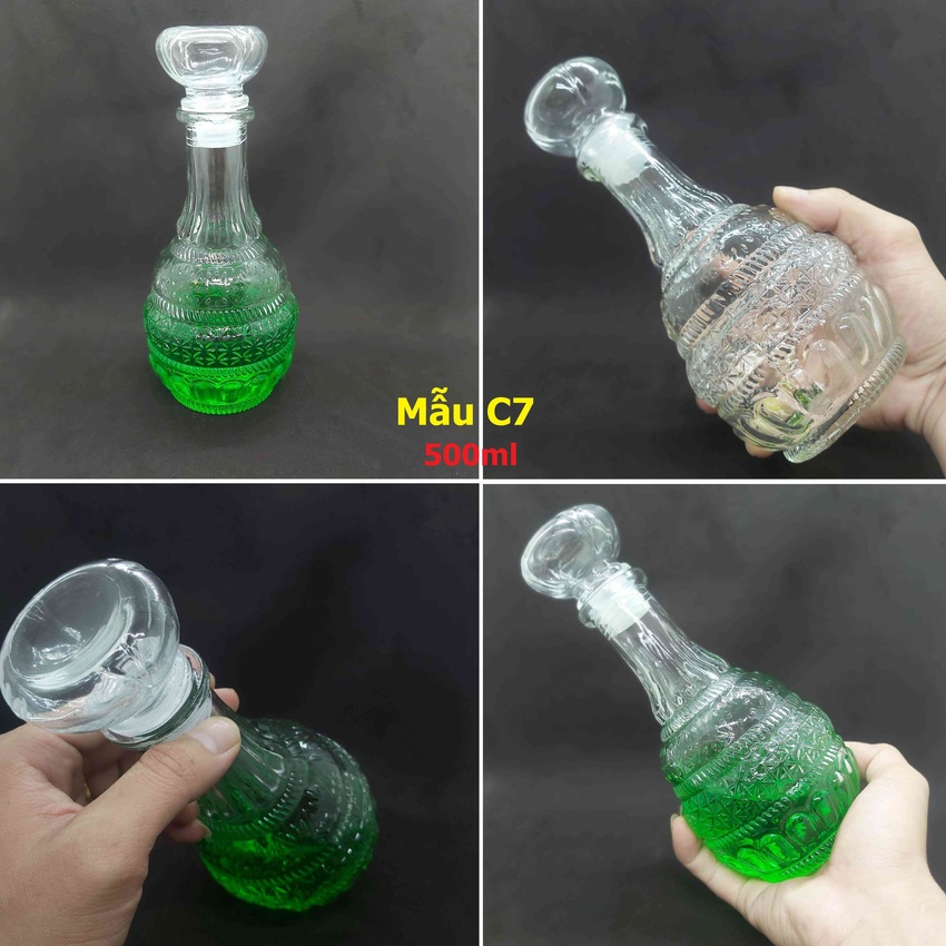 Chai Thủy Tinh Đựng Rượu cao cấp mẫu tháp phật - Bộ Vỏ Chai Rượu Đẹp