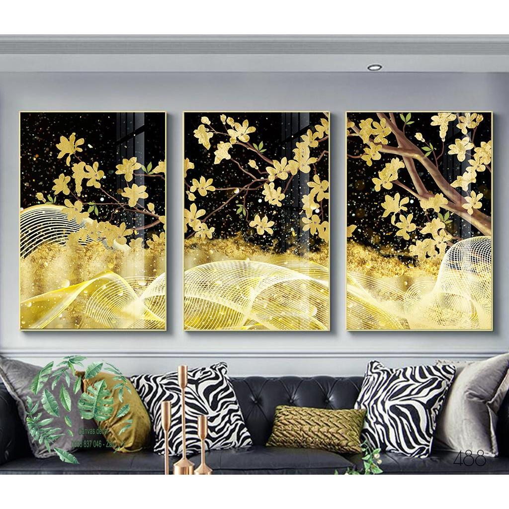 Bộ tranh canvas treo tường hoa mai vàng