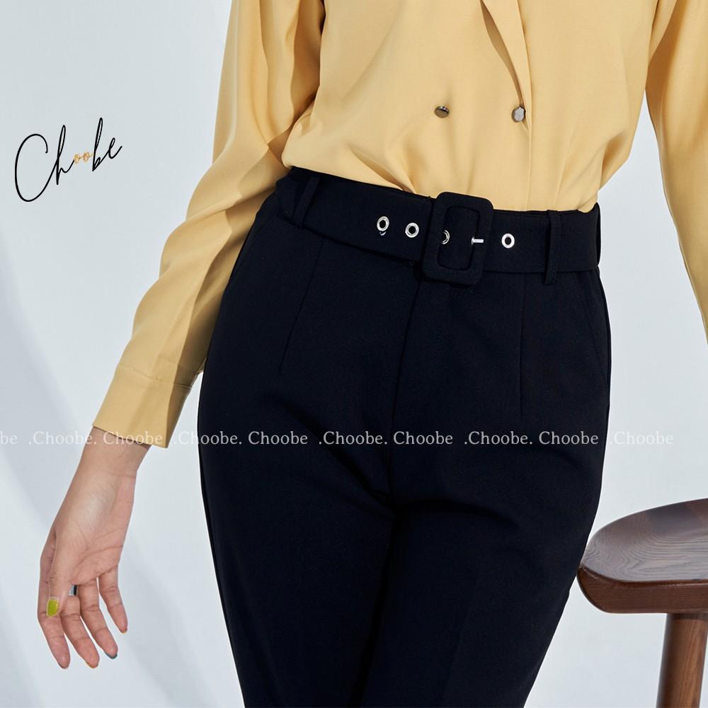 Quần baggy nữ Choobe cạp cao đai khuyên lỗ tháo rời cá tính chất vải cao cấp form dáng công sở - Q30