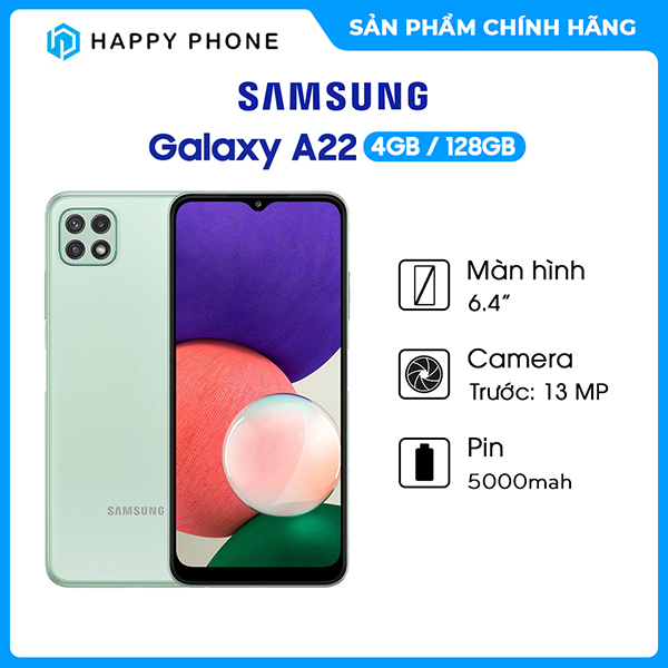 Điện thoại Samsung Galaxy A22 (4GB/128GB) - Hàng chính hãng- Đã kích hoạt bảo hành điện tử