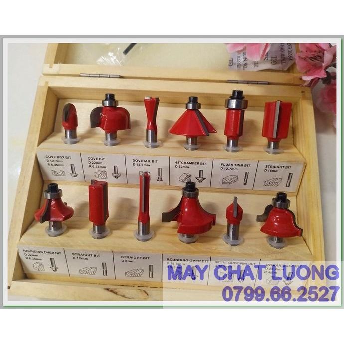 BỘ MŨI PHAY GỖ 12 MÓN ĐỘC ĐÁO 6,3LY