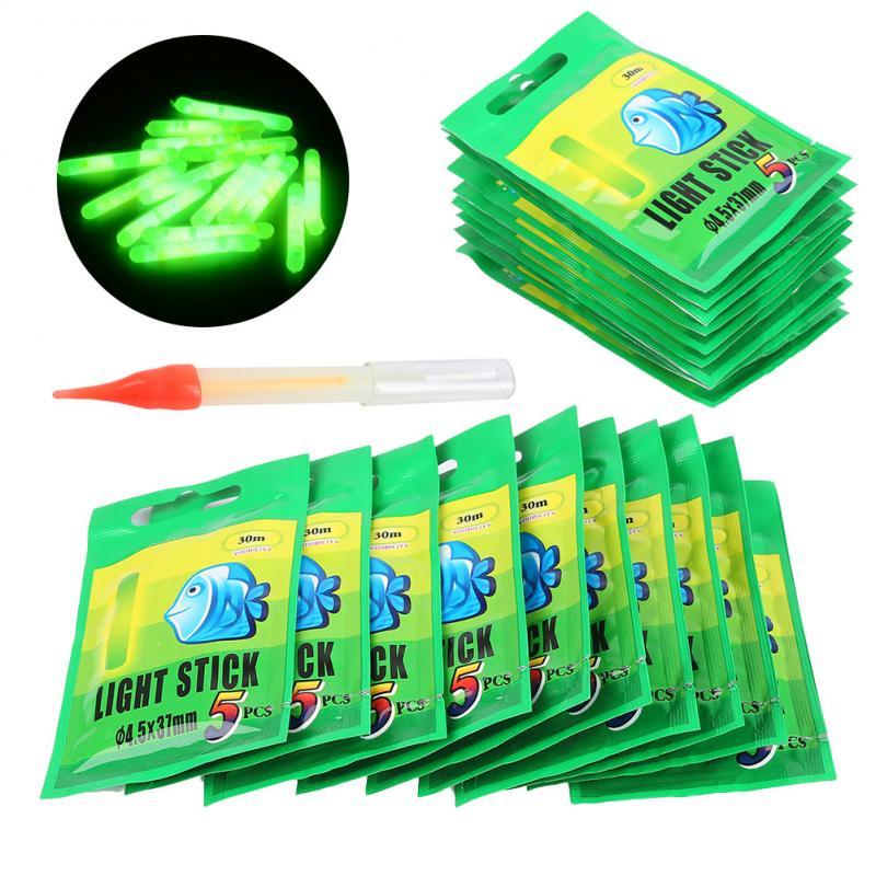 50PCs Fishing Float Light Stick Fluorescent Lightstick Night Float Rod Light Dark Glow Stick Fishing Tackle Floating 4.5*37mm