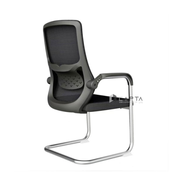 Ghế phòng họp chân quỳ màu đen CV4551-M Nội thất Capta Ghế văn phòng làm việc tại nhà chân cố định lưng lưới nệm vải lưới màu đen office chair hcm
