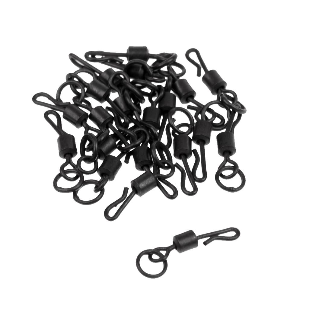 20Pcs Fishing Swivels Q-Shaped Quick Change Swivels Carp Rigs Matte Black 8#