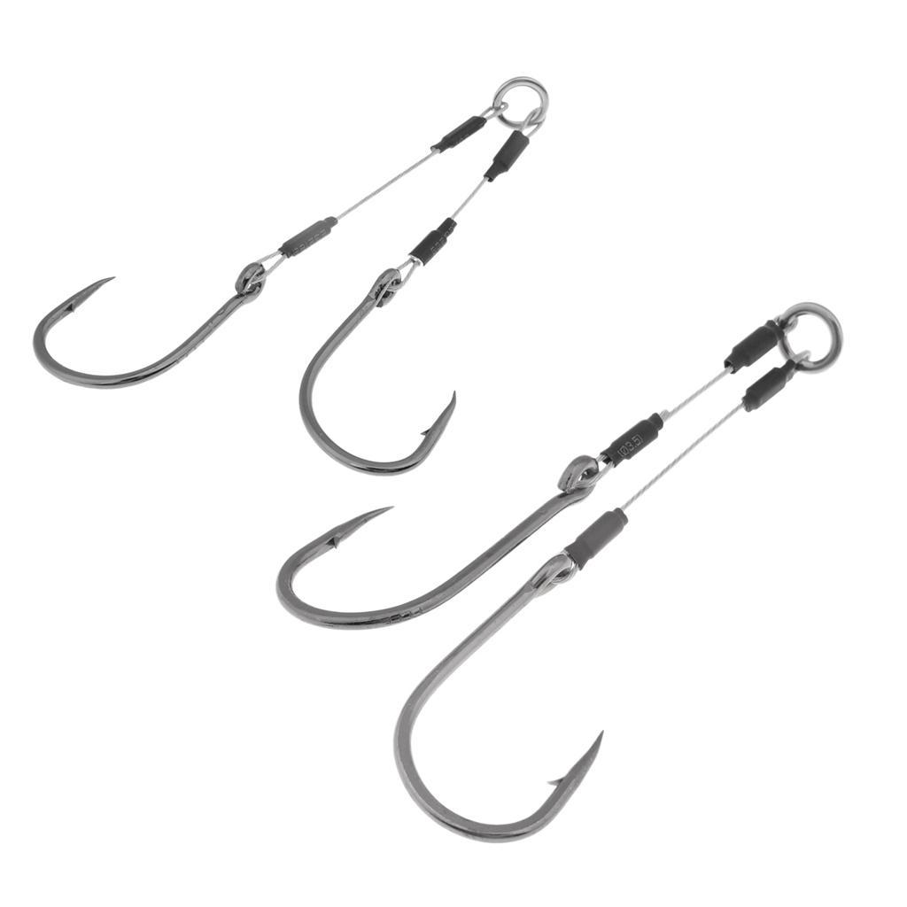 2pcs Jigging Assist Hooks Sea Fishing Hooks Barbed Fishhook With Solid Ring