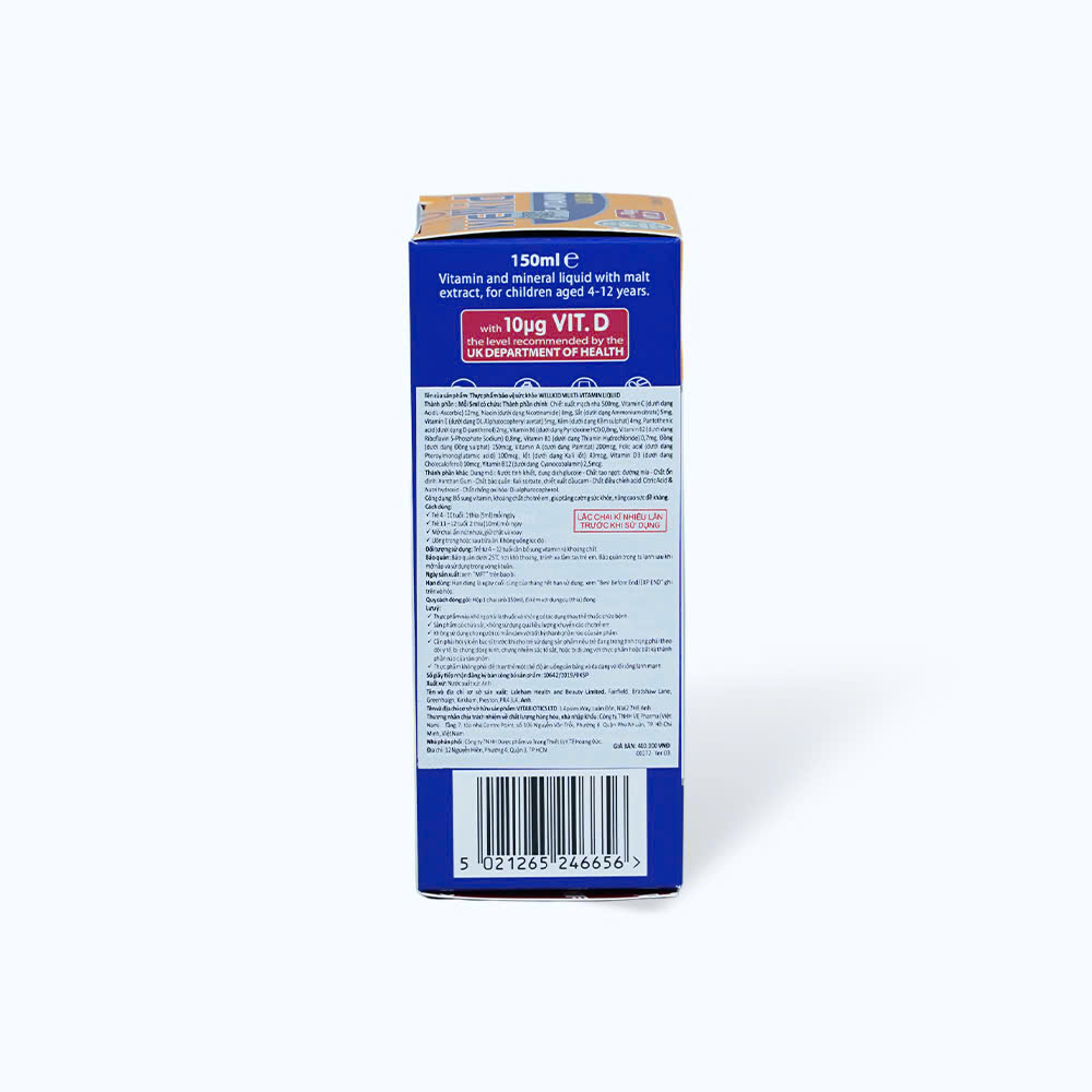 Viên Uống Vitabiotics Wellkid Multi-vitamin Liquid bổ sung vitamin và khoáng chất cho trẻ (Chai 150ml)