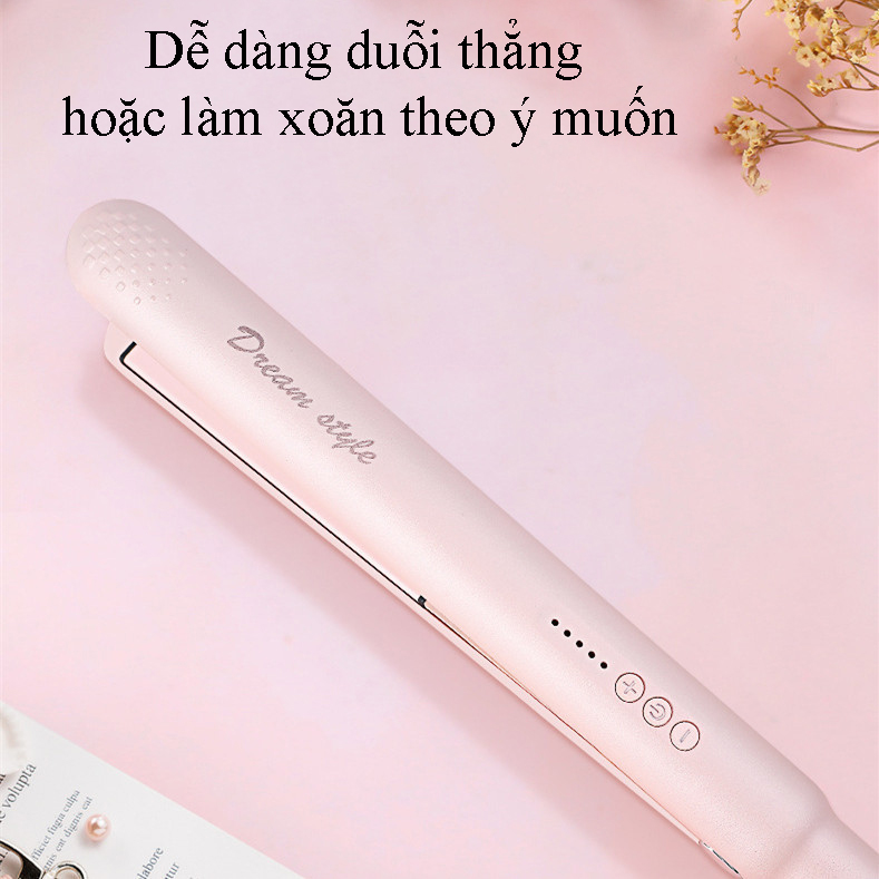 Máy Uốn Tóc Mini Tự Động Hàn Quốc 3 in 1 Dream Style Máy Làm Xoăn Tự Động Kiêm Máy Duỗi Tóc Ép Tóc Ion Âm Tiện Dụng 5 Mức Nhiệt Phù Hợp Nhiều Kiểu Tóc Tự Động Ngắt Khi Quá Nhiệt - Tặng Lược Và Kẹp Tóc Thời Trang