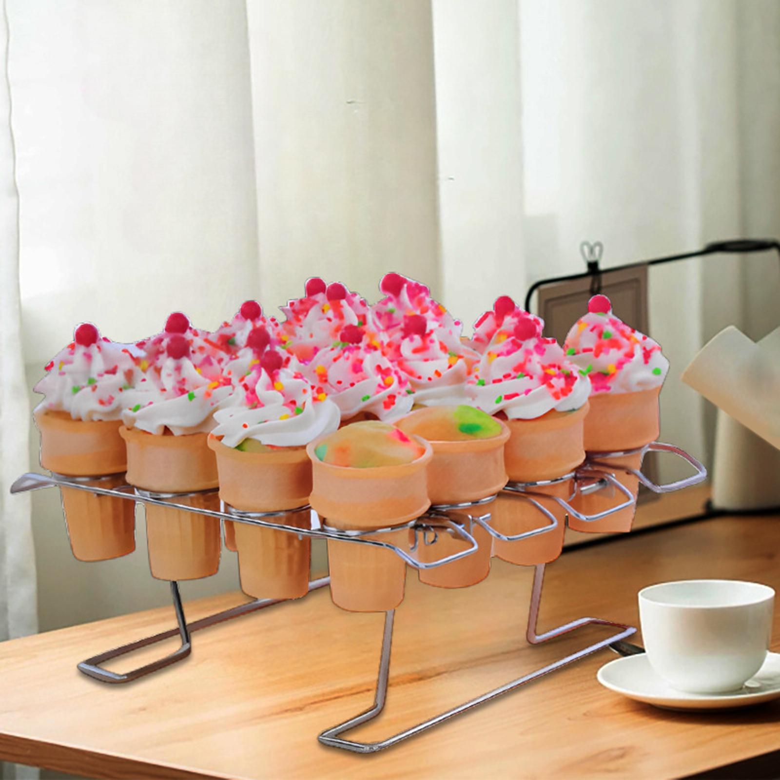Cupcake Cone Display Stand 16Slots Reusable Ice Cream Cone Holder for Picnic