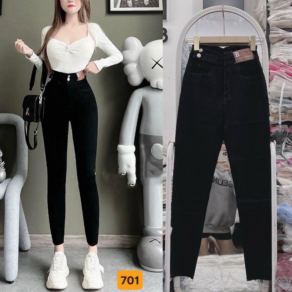 Quần jean nữ lưng cao dáng ôm chất vải jean cotton cao cấp - TCS502