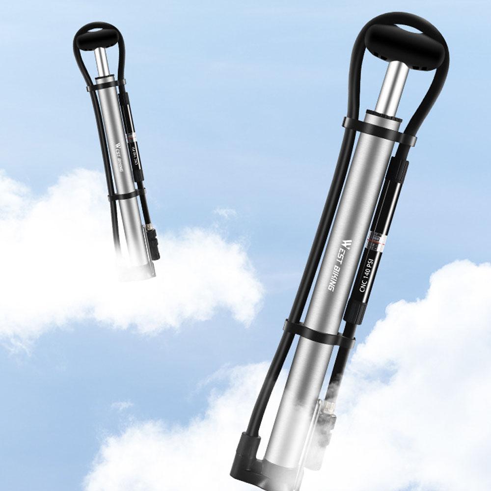 Bơm xe đạp mini WEST BIKING 140psi bơm không khí di động MTB cho xe leo núi, đường trường