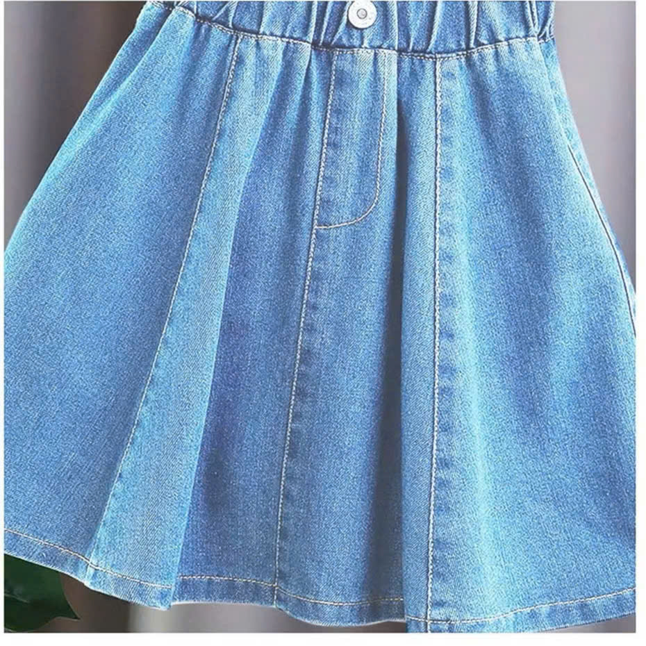 CHÂN VÁY BÉ GÁI JEAN COTTON XOÈ FORM DÀI TỪ 12-45KG CHO BÉ GÁI