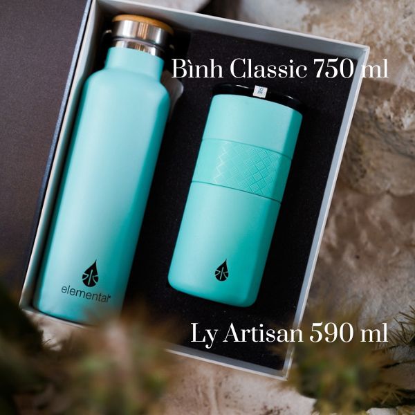 Set hộp quà tặng Sinh nhật, set Niềm Tin, bình giữ nhiệt và ly giữ nhiệt Elemental