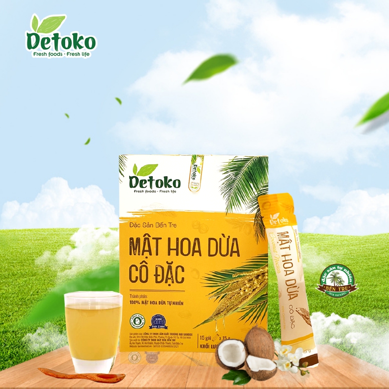 Mật Hoa Dừa Bamboo Hộp 15 Gói 225g Tiện Lợi Phiên Bản Cao Cấp Nguyên Chất, Ổn Định Đường Huyết, Tăng Sức Đề Kháng