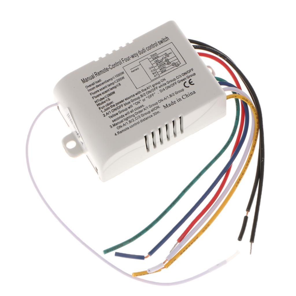 4 Way ON/OFF Light Switch RF Remote Controlled Switch Receiver+Transmitter