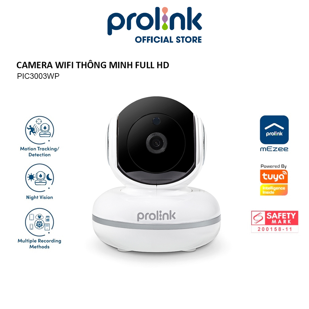 Camera Wifi PROLiNK PIC3003WP thông minh giá rẻ, siêu nét Full HD 1080P, góc nhìn rộng, âm thanh 2 chiều - Hàng chính hãng