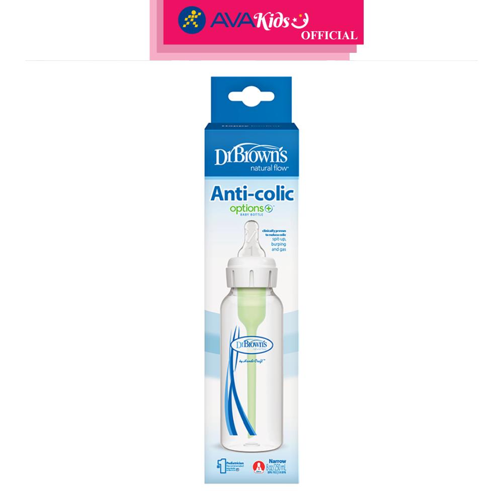 Bình sữa nhựa PP Dr.Brown's cổ hẹp 250 ml (mọi độ tuổi) - Giao bao bì ngẫu nhiên - Hàng Chính Hãng