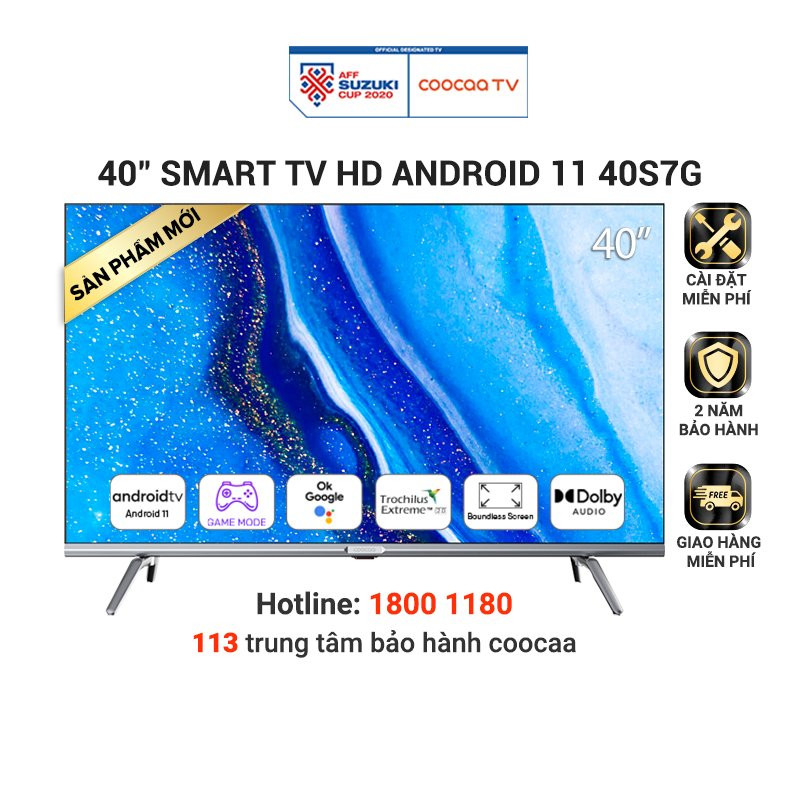 SMART TV Coocaa 40 inch - Android 11 TV Wifi Viền mỏng - Model 40S7G - Hàng chính hãng