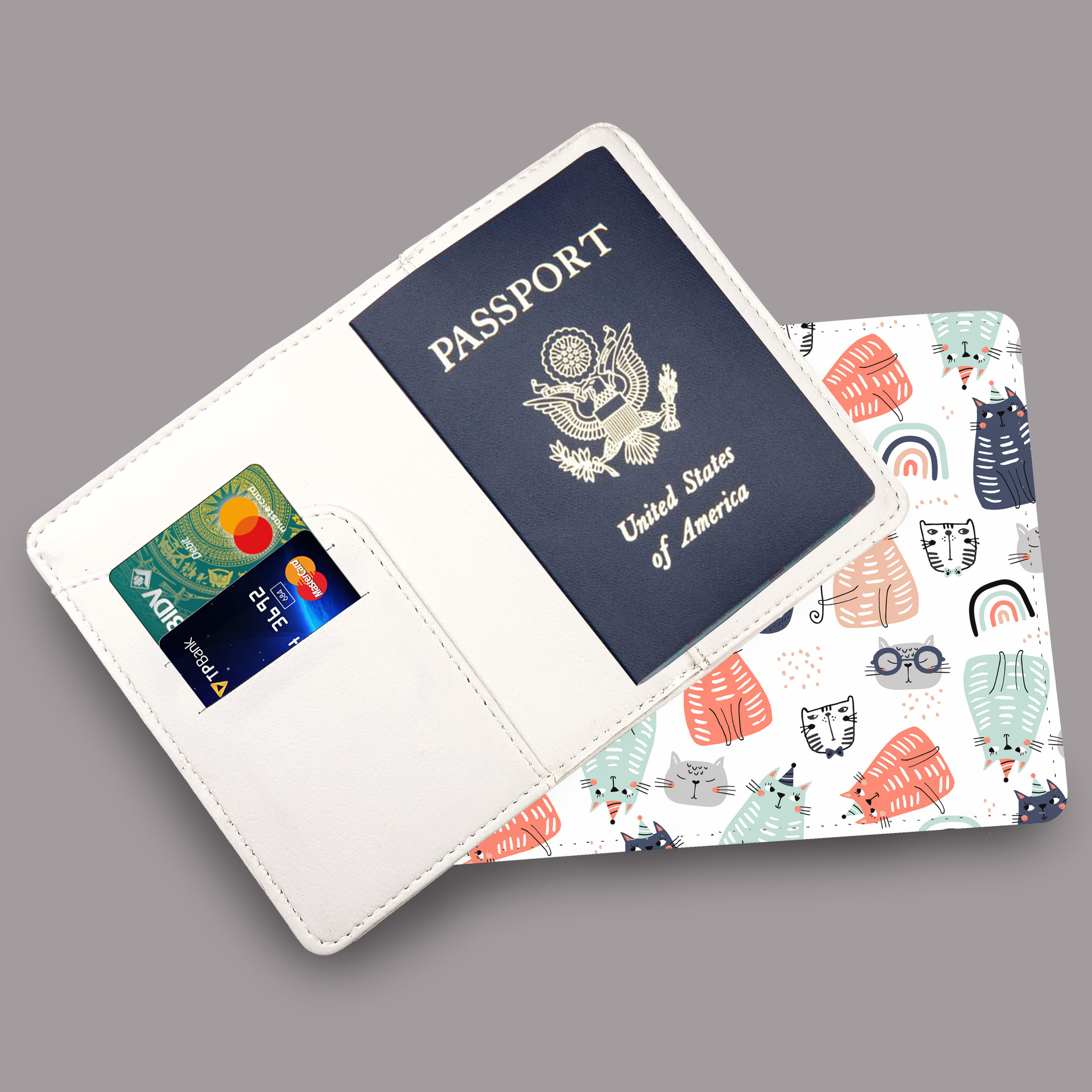 Bao Da Hộ Chiếu MÈO CUTE - Ví Đựng Passport Và Phụ Kiện Cá Tính - PPT102