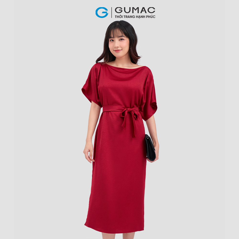 Đầm suông GUMAC DC12005 tay liền eo thắt nơ thanh lịch