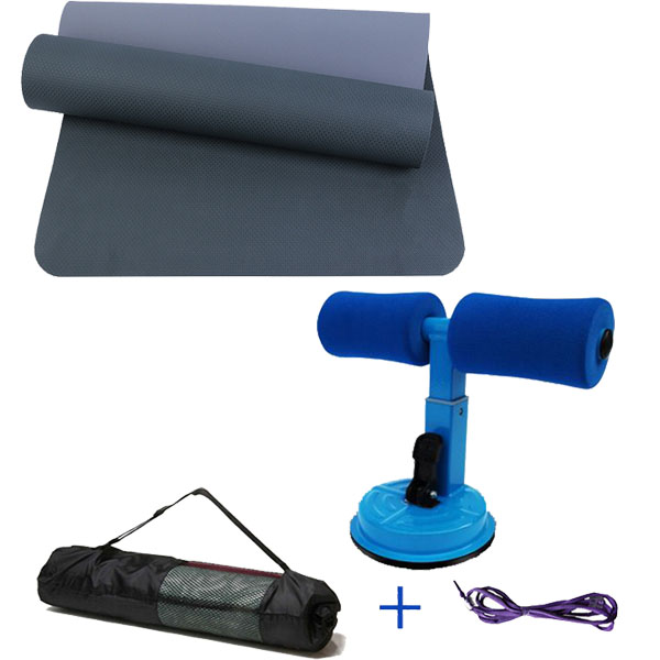 Combo Dụng Cụ Tập Cơ Bụng Đế Hút Chân Không + Thảm Tập Gym Yoga TPE