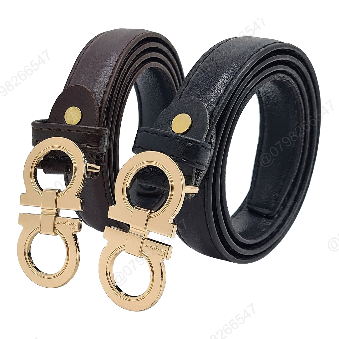 Dây nịt thời trang nữ DHM-370 | Khoá kiểu cài chữ A đôi mặt trơn bản nhỏ 2.8cm | Bảo hành 12 tháng