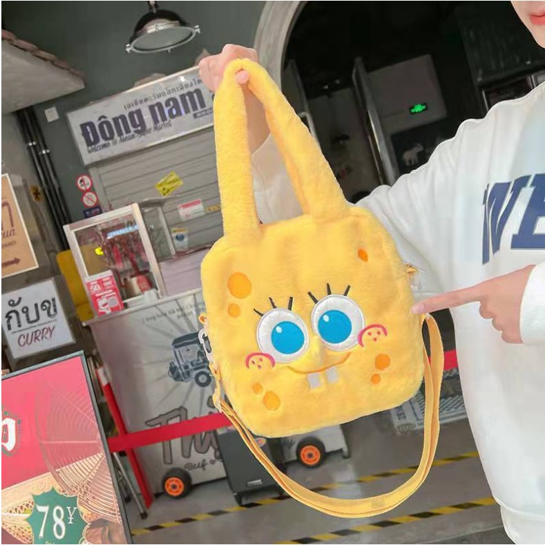 Túi Xách Tay Đeo Chéo Spongebob Cậu Bé Bọt Biển, Túi Gấu Bông Siêu Cute