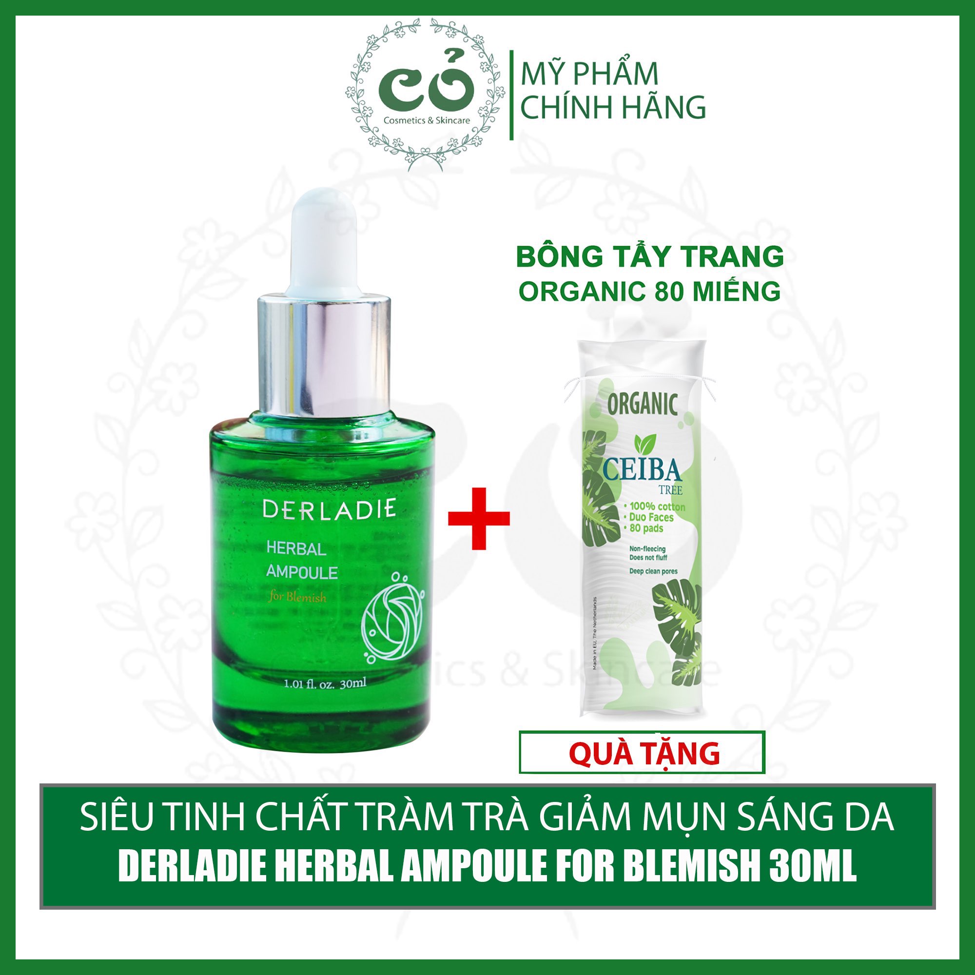 Siêu Huyết Thanh Giảm Mụn Từ Tràm Trà Derladie Herbal Ampoule For Blemish 30ml