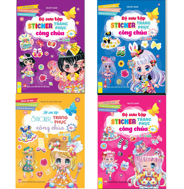 Sách - Combo 4 Cuốn Bộ Sưu Tập Sticker Trang Phục Công Chúa - Ndbooks