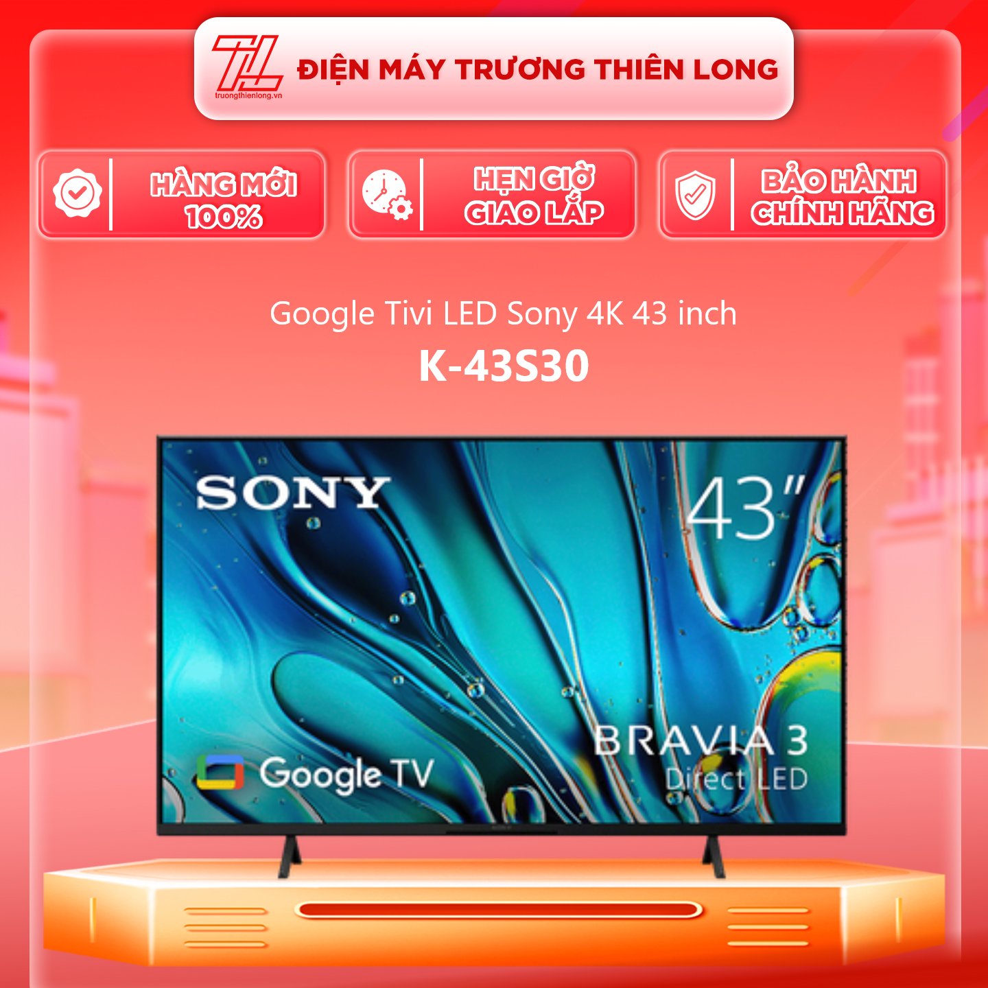 Google Tivi LED Sony 4K 43 inch K-43S30 VN3 - Hàng Chính Hãng