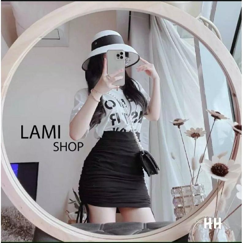 Set áo phông in chữ kèm chân váy xinh đẹp