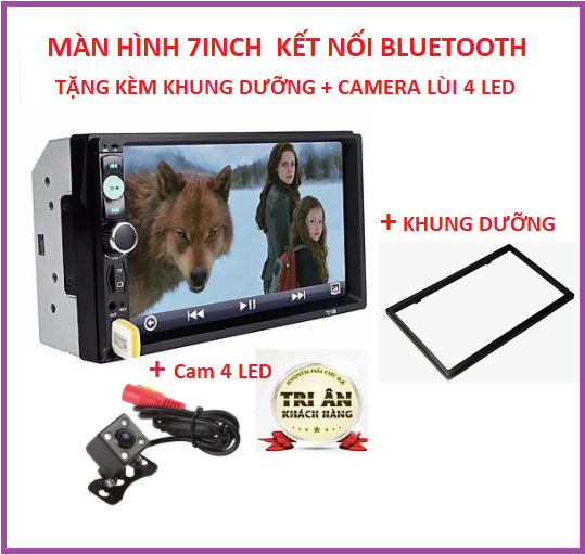 Tặng Camera 4 Led + Tặng khung dưỡng.Màn hình TiVi Cảm Ứng 7 Inch Nghe Nhạc, Xem Phim Trên Ô Tô 7010B, Màn hình ô tô giá rẻ.