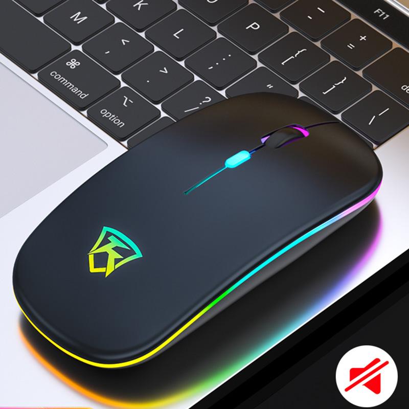 Chuột Không Dây Siêu Mỏng 2.4G Dạ Quang Tắt Công Tắc Im Lặng Nút Sạc Máy Tính Đa Năng