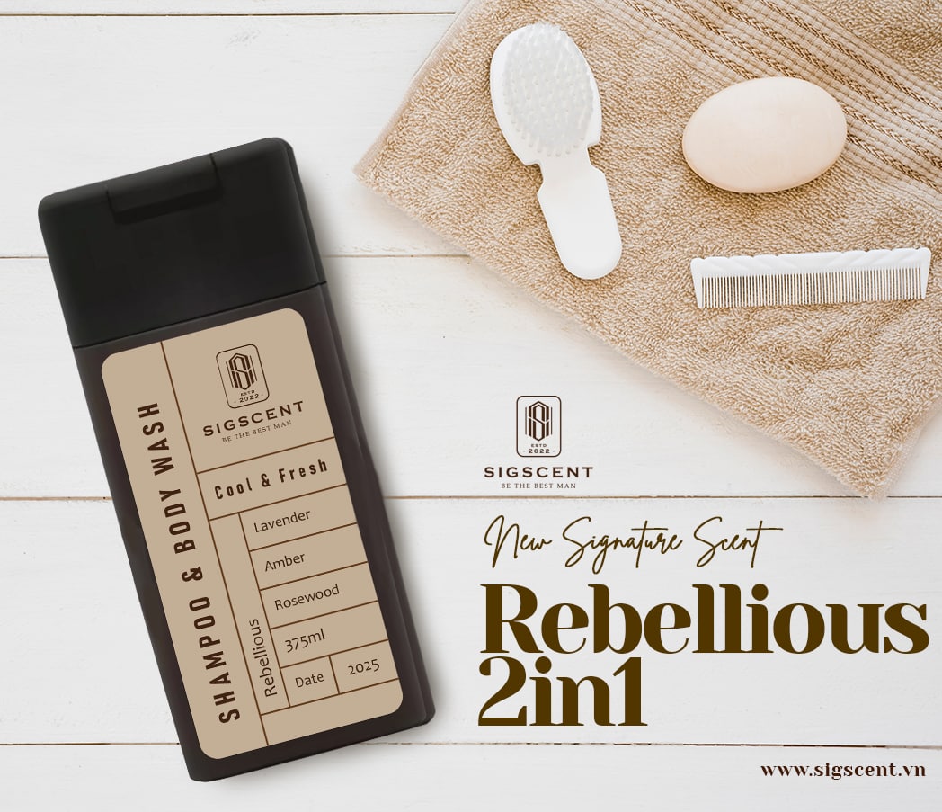 Sữa tắm dầu gội cho nam hương nước hoa 375ml Rebellious thương hiệu SIGSCENT