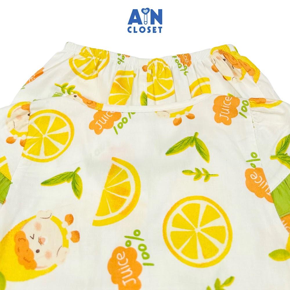 Bộ quần áo Dài tay ngắn bé gái họa tiết Bé Chanh Vàng cotton - AICDBGWK3ITE - AIN Closet