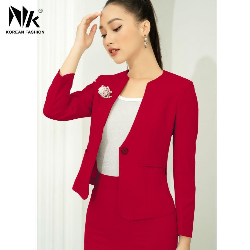 Bộ Vest Nữ Công Sở NK FASHION Chân Váy Bút Chì Kèm Nắp Túi, Chất Liệu Nhập Hàn Cao Cấp, Hiện Đại NKBD2010007