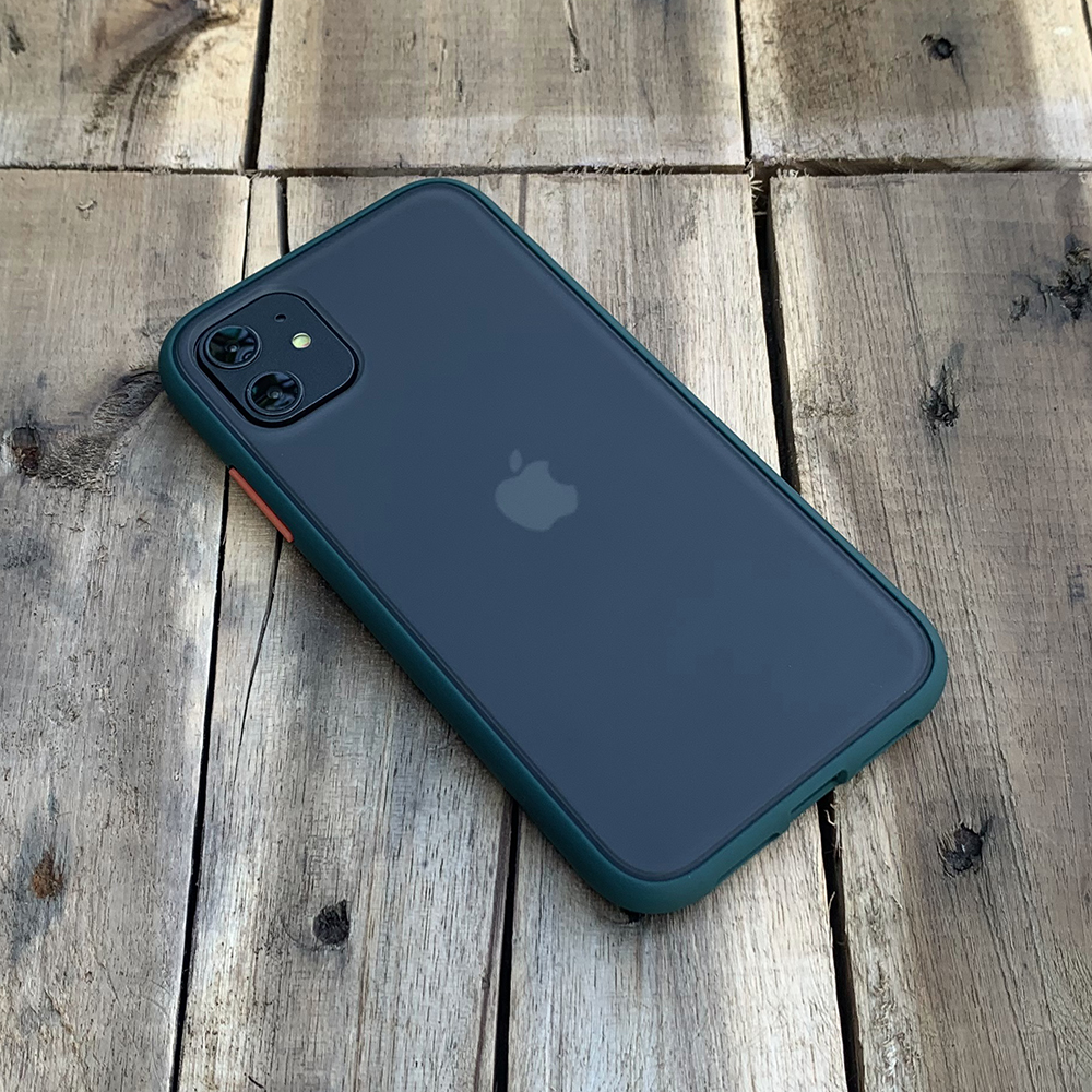 Ốp lưng chống sốc dành cho iPhone 11 nút màu cam - Màu xanh đậm