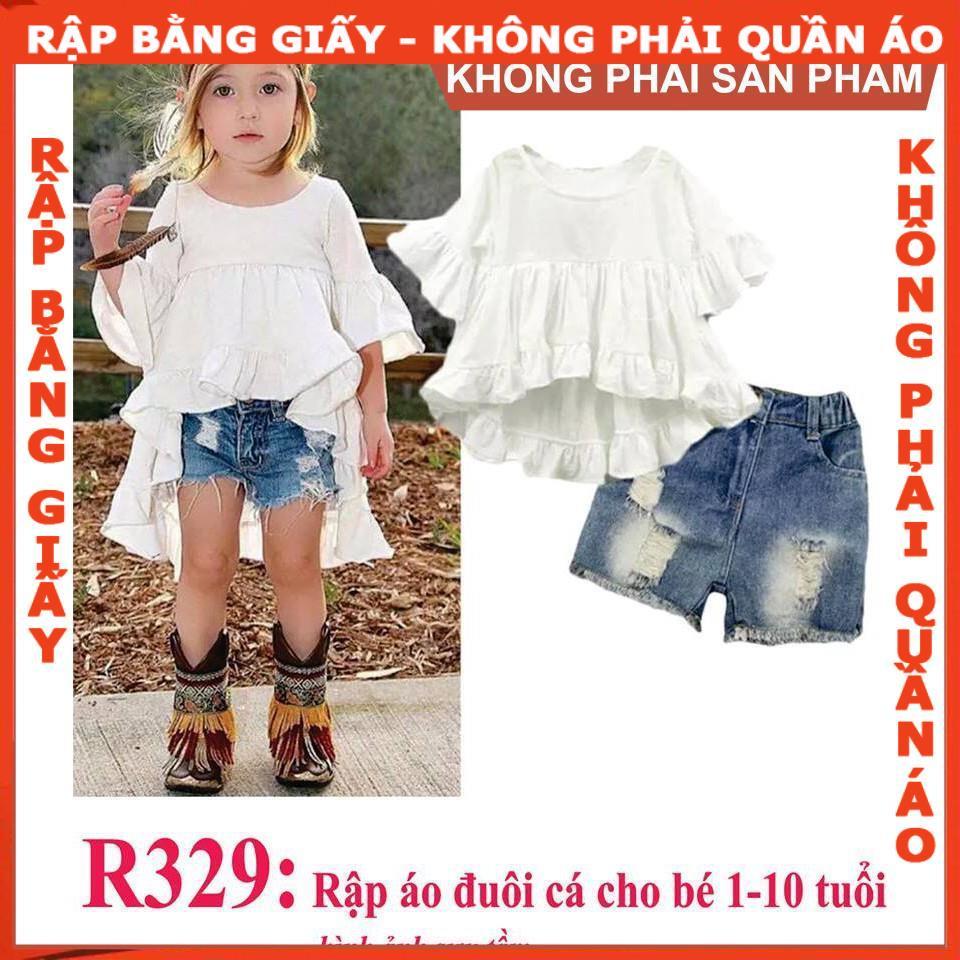 Rập giấy A0 mã R329- Rập áo dáng dài cho bé gái (BẢN VẼ)