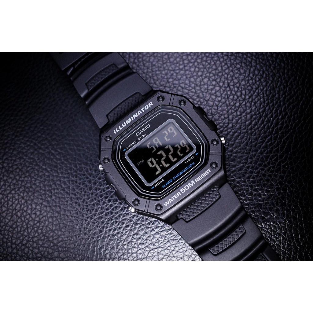 Đồng Hồ Nam Dây Nhựa Casio Standard W-218H-1B Chính Hãng | W-218H-1BVDF Pin 7 Năm