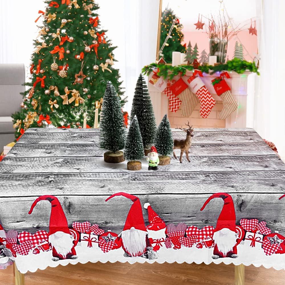 Khăn Trải Bàn Giáng Sinh Hình Chữ Nhật - Xám - Khăn Trải Bàn Giáng Sinh - Polyester Có Thể Giặt Được - Dành Cho Ngày Lễ, Bàn, 180 x 144 cm