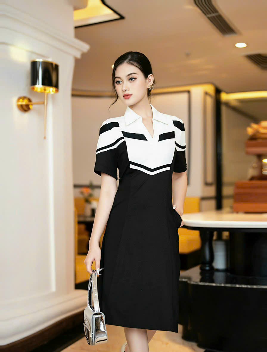 ĐẦM XÒE THUN PHỐI MÀU SIÊU ĐẸP