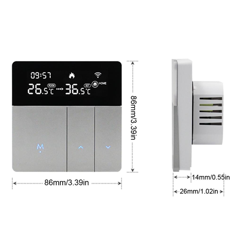 I8HGA Tuya WiFi Intelligent Temperature Controller Thermostat Backlight Brightness Automatic Adjustment Home Away Mode Mobilephone APP Remotes Control Compatible with Alexa Google Home Voice Control