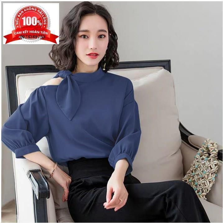 Áo Tay Lở Cổ Lọ Vai Nơ