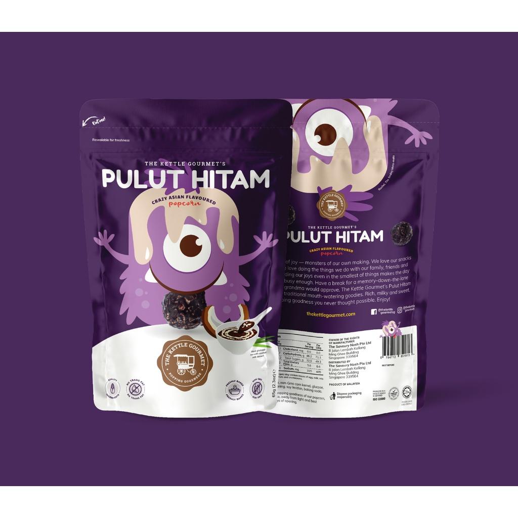 BẮP RANG BƠ VỊ CHÈ GẠO NẾP ĐEN KIỂU SINGAPORE THƯƠNG HIỆU THE KETTLE GOURMET - PULUT HITAM POPCORN 65G / BỊCH